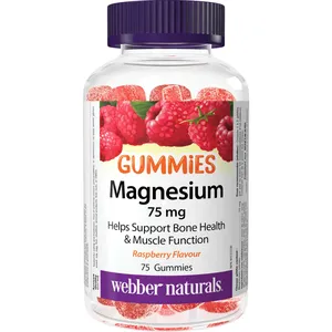 Webber Magnesium Gummies 75 mg - Delicious Raspberry Vegan Gummy for Healthy Bones & Muscle Function