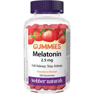 Webber Melatonin 2.5 mg Gummies - Non-Habit Forming Strawberry Sleep Aid for Restful Nights