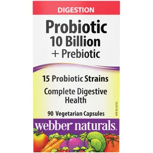 Webber Probiotic 10 Billion + Prebiotic for Digestive Health, 15 Strains, 1 Capsule Daily