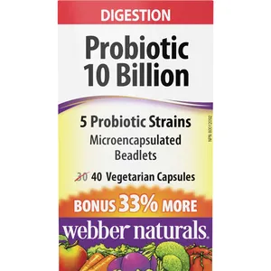 Webber Probiotic 10 Billion - Supports Digestive Health with 5 Probiotic Strains, 30 Capsules