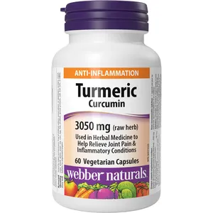 Webber Turmeric Curcumin 3,050 mg - Natural Anti-Inflammatory for Joint Pain Relief, 60/120 Capsules
