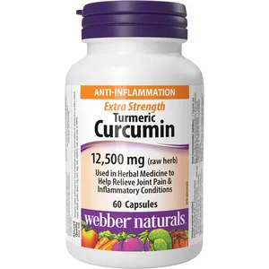 Webber Turmeric Curcumin Extra Strength 12,500 mg - 500 mg per Capsule, 95% Curcuminoids