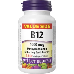 Webber Vitamin B12 Methylcobalamin 1000 mcg Sublingual Tablets for Energy & Immune Support