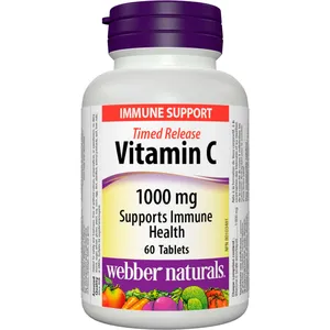 Webber Vitamin C Timed Release 1000 mg - Supports Immune System & Bone Health, Convenient One-Per-Day