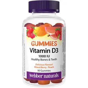 Webber Vitamin D3 Gummies 1000 IU - Natural Mixed Berry & Peach Flavors for Healthy Bones