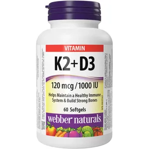 Webber Vitamin K2+D3 120 mcg/1000 IU Softgels for Bone Health and Immune Support