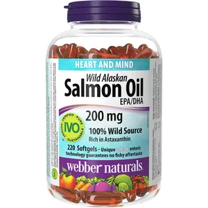 Wild Alaskan Salmon Oil 200 mg EPA/DHA - Heart & Brain Health, Pure Salmon from Alaska
