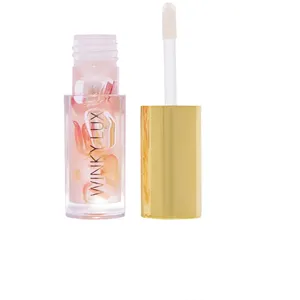 Winky Lux Flower Petal Lip Oil - Transparent Hydrating Gloss with Pink Petals and Vanilla Scent