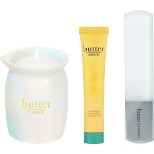 Winter Sole Care Kit 3-Piece Set with Glycolic Acid Hand & Foot Polish, Nail Treatment Candle