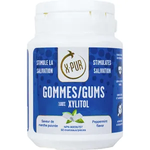 X-PUR 100% Xylitol Mint Flavoured Gum - Dental Professional Recommended, Gluten-Free, Diabetic Safe