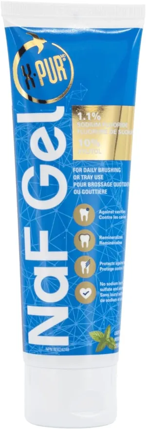 X-pur 1.1% Neutral Naf Gel with 10% Xylitol - 120 ml Tube for Cavity Protection and Remineralization