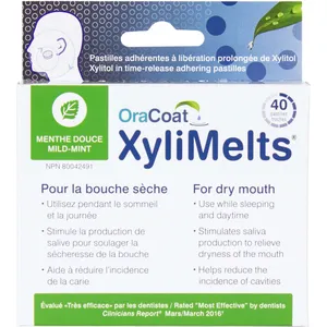 XyliMelts Mild Mint Pastilles for Dry Mouth Relief - Time-Release Xylitol, 100% Natural Ingredients