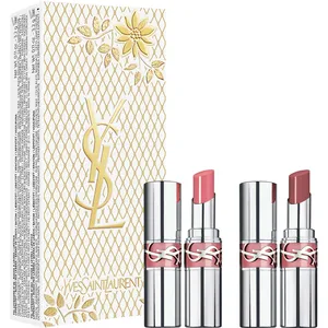 YSL LOVESHINE Lipstick Holiday Gift Set - Nude LavalliÃ¨re & Peachy Glow - Hydrating & Luminous