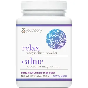 Youtheory Relax Magnesium Powder - Berry Flavor, 300mg Magnesium, GABA, L-Theanine, L-Glycine