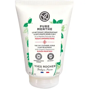 Yves Rocher 3 in 1 Cleanser, Scrub & Blackheads - Pure Menthe for Oily Skin, 4.2 fl oz Tube