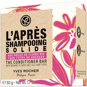 Yves Rocher Conditioner Bar for All Hair Types - Nourishing, Detangles, Softens, 72H Shine