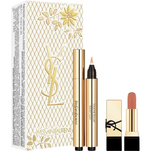 Yves Saint Laurent Touche Ã‰clat & Mini Rouge Pur Couture Lipstick Holiday Gift Set - Radiant Complexion & Elegance