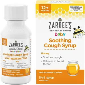 Zarbee's Baby Soothing Cough Syrup - Peach & Honey Flavor for 12-24 Months - 59ml