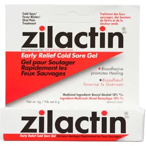 Zilactin Medicated Gel for Effective Relief of Cold Sores and Fever Blisters, 0.5 oz