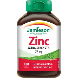 Zinc 25 mg Supplement for Immune Support and Healthy Metabolism - 100% Natural Ingredients