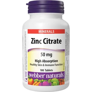 Zinc Citrate 50 mg - Supports Immunity, Skin Health & Reproductive Health - 30 Tablets