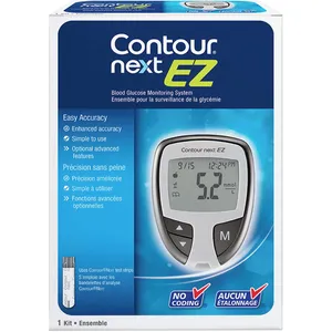 </strong> Insert the grey end of a CONTOUR®NEXT test strip into the meter.</li>
<li><strong>