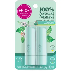 eos 100% Natural Organic Lip Balm Stick Sweet Mint 2-pack - Hydrating, Hypoallergenic, & Delicious