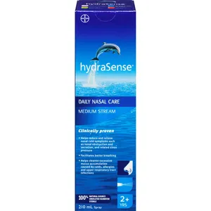 hydraSense Medium Stream Nasal Spray 210 mL - Natural Seawater Relief for Nasal Congestion