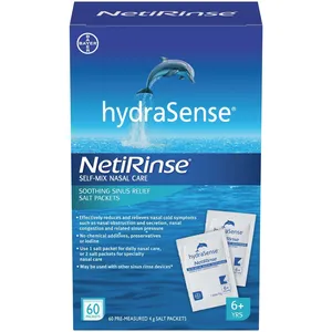 hydraSense NetiRinse Refill Salt Packets â€“ 60 Pre-Measured Sachets for Nasal Care Relief