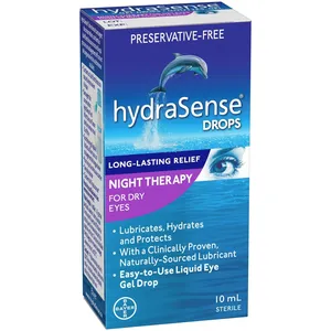 hydraSense Night Therapy Eye Drops for Dry Eyes, Fast Long-Lasting Relief, Preservative Free 10 mL