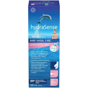hydraSense Ultra-Gentle Mist Nasal Spray for Babies, 100% Natural Seawater, Preservative-Free, 100 mL