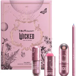 r.e.m. beauty x Wicked Galinda Makeup Set - Full Face Look with Opalescent Tones, Blush & Lipstick